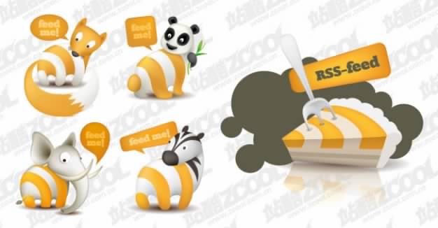icon theme for Rss Subscribe with cute animals vector