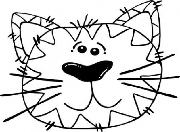 Cartoon Cat Face doodle clip art