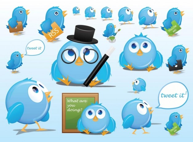 Twitter blue birds with funny expression