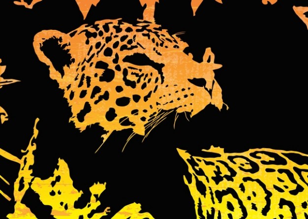 Jaguar leopard face Vector over dark background