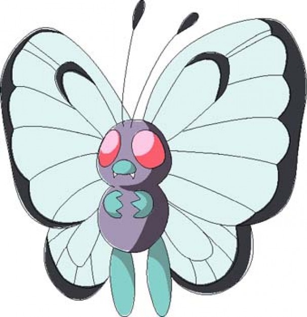 cute Pokemon butterfly with pink eyes in front view