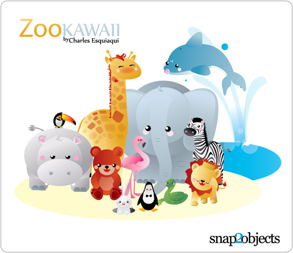 Kawaii Zoo animals set vector