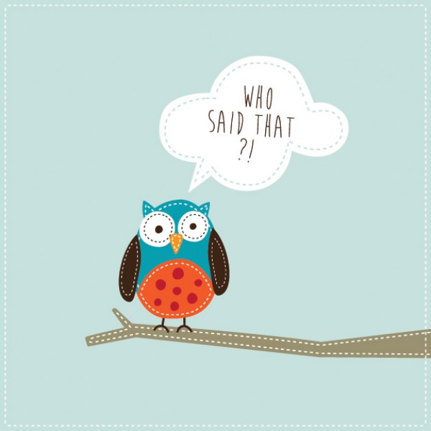 Owl with speech bubble for note template