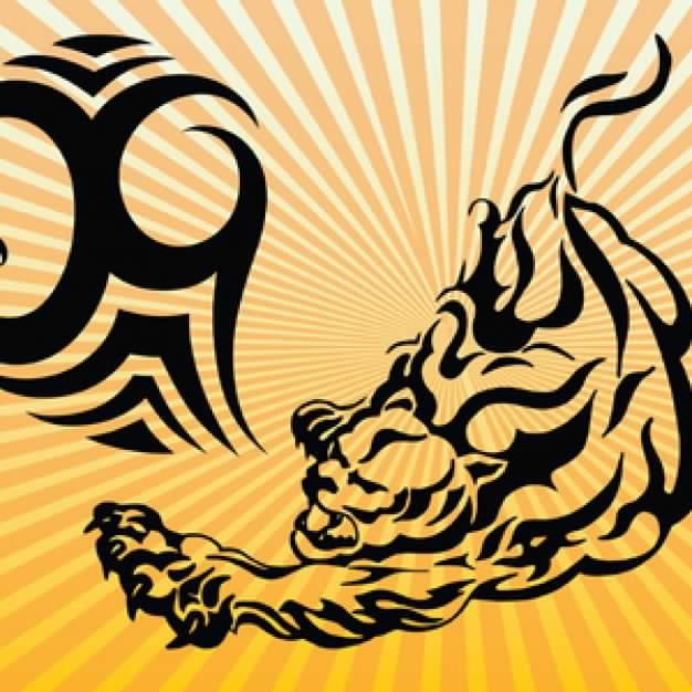 fire-like Tiger Power with radiant background