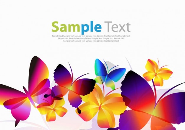 colorful dreamlike butterflies for note template