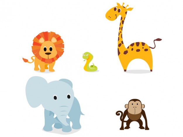 free vector animals with lion elephant snake monkey giraffe
