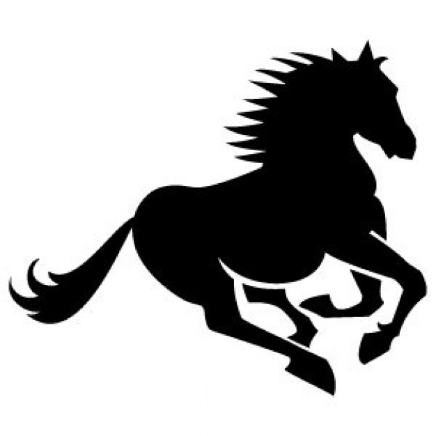 Running horse silhouette with white background