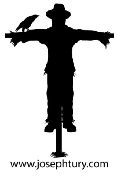 Silhouette Vector with black Scarecrow and bird