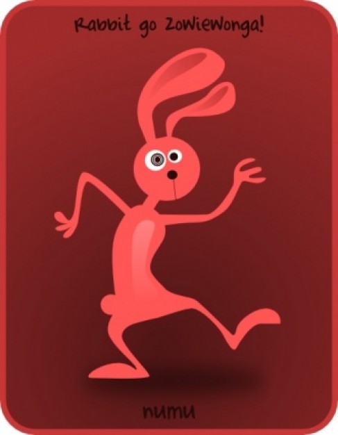 kablam numu rabbit dance clip art with red background