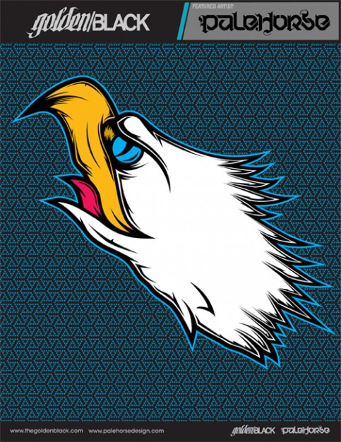Tattoo-inspired eagle head illustration with blue background