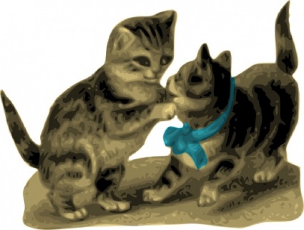 kittens playing game clip art that one with blue ribbon