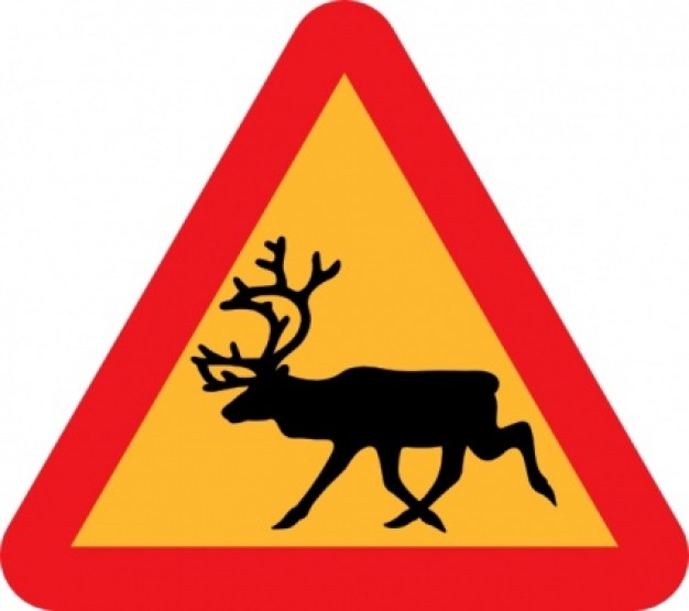 Warning Reindeer Road sign clip art