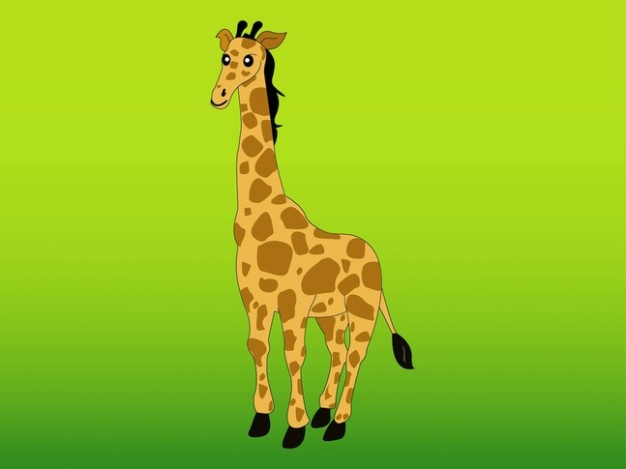 Giraffe african animal character with green background