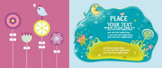 2 cute trend illustrator material including water and sky