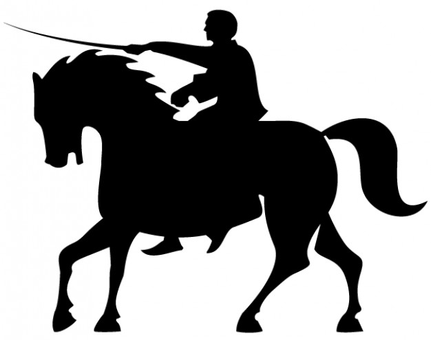 black horse rider silhouettes with white background