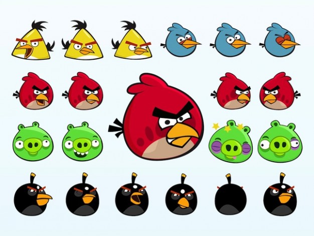 Angry birds characters vector from mobile funny game