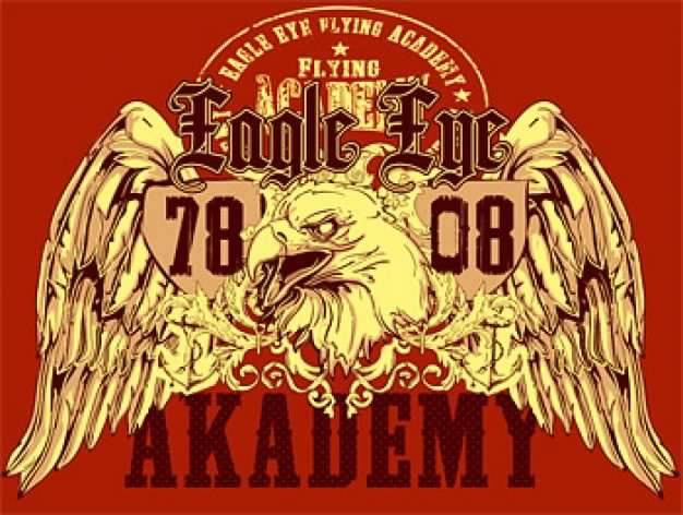 Golden eagle with red background