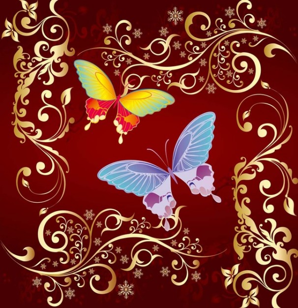 Butterfly with floral pattern print