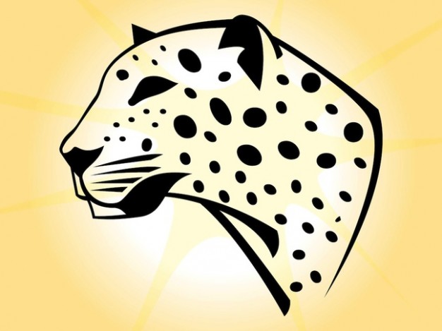 leopard head with black dots over yellow background