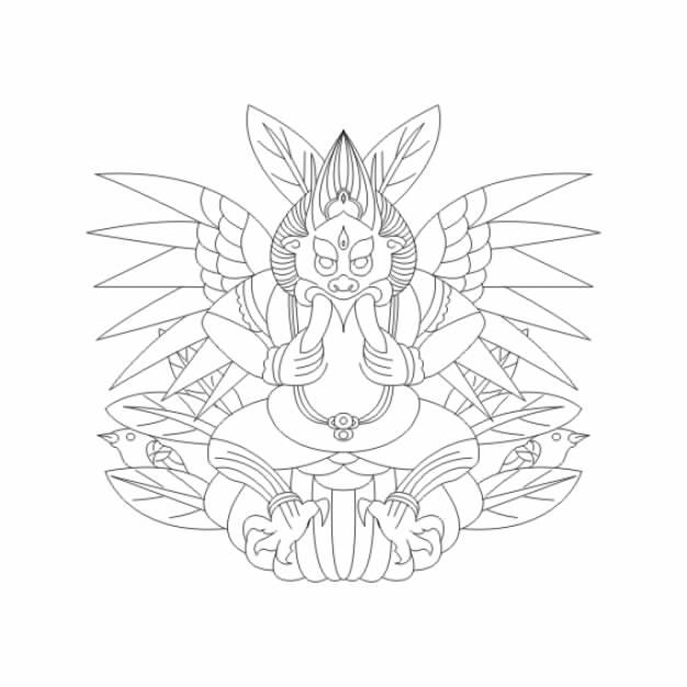 Lijiang Yunnan China Naxi God of Big Bird vector material