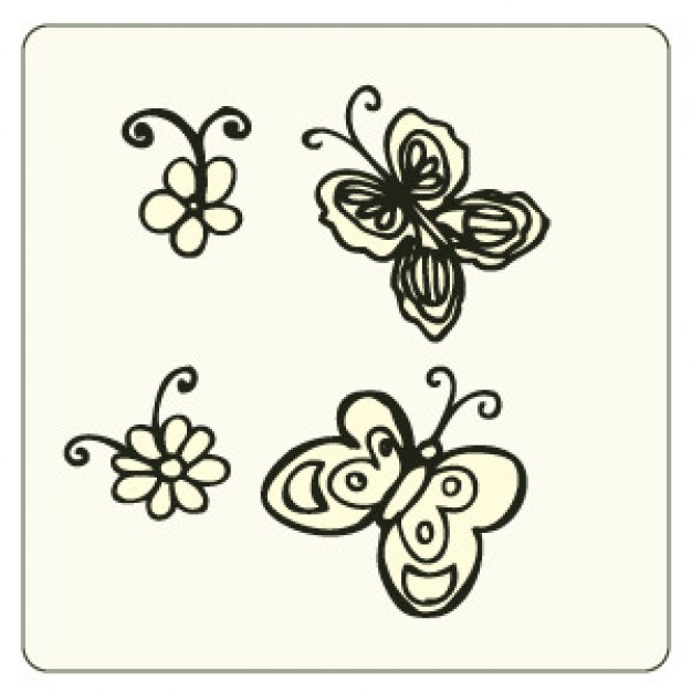 lineart buterfly doodle design with light yellow background