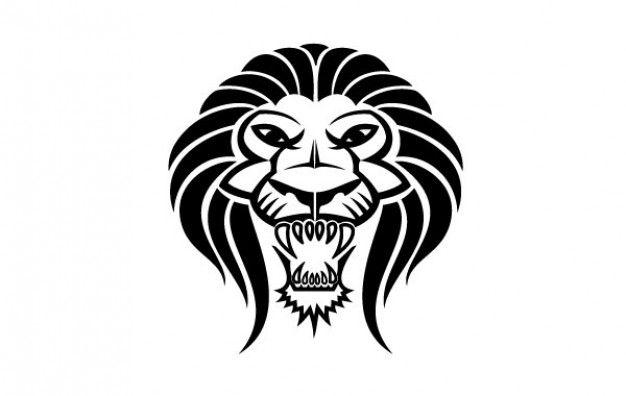 Lion Head front view Vector in simple line