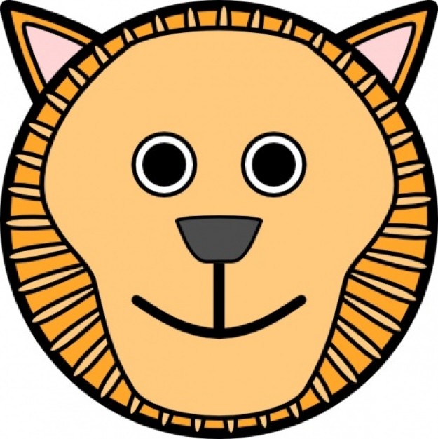 lion rounded face clip art in brown