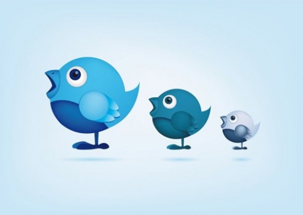 Little blue social networking birds with light blue background