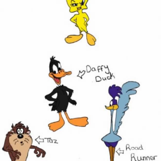 Looney Toons with duck crane ostrich
