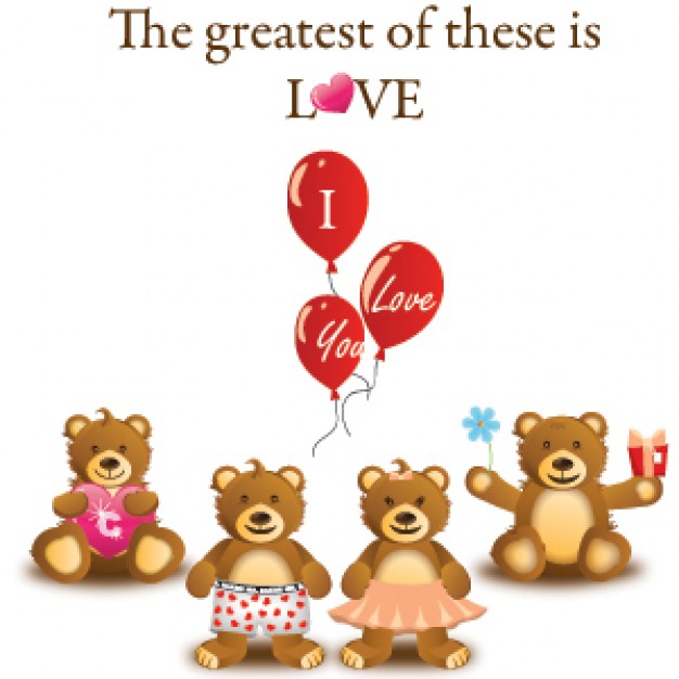 Love Bear with Hearts showing The Greatest Valentine Of These Is LOVE