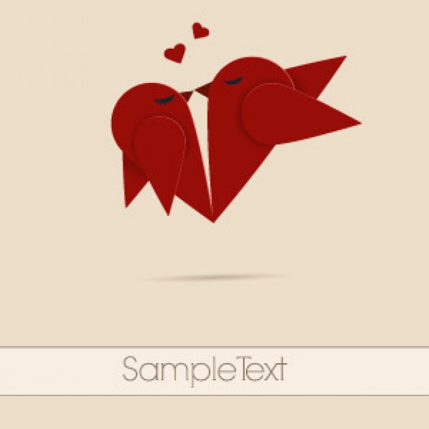 lovebird kiss out red heart in red vector