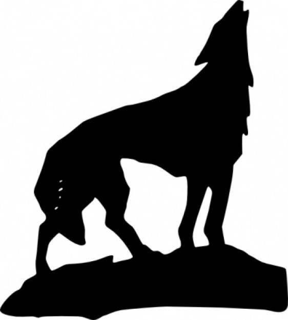 black Wolf howling clip art