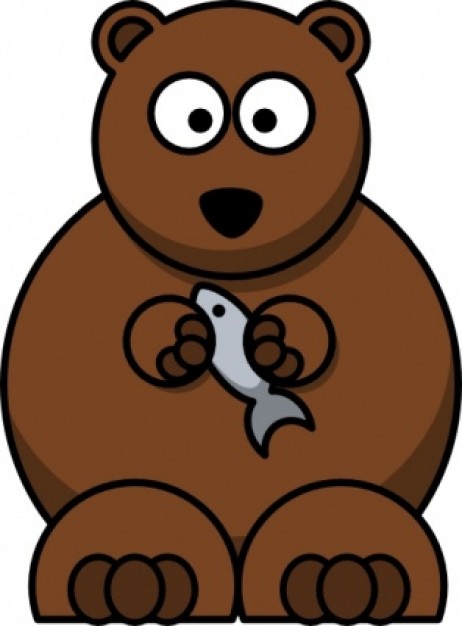 Cartoon Bear with fish clip art