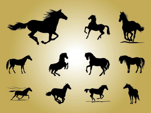 farm jump Horse animals vector silhouettes