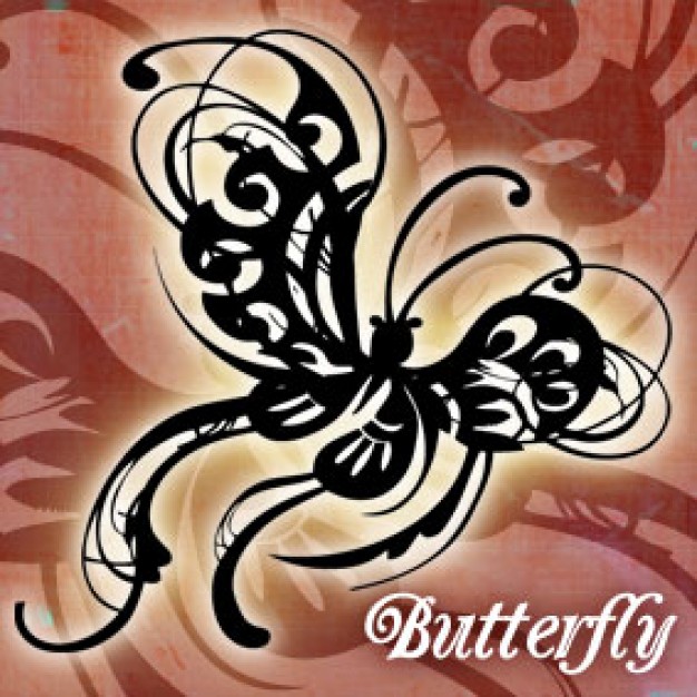 Modern Stylized Butterfly Curvy Ornamental Clip Art Design