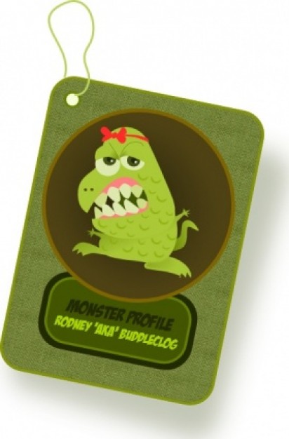 monster clip art card with green background