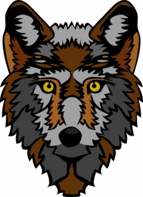 Stylized Wolf Head with clear level clip art