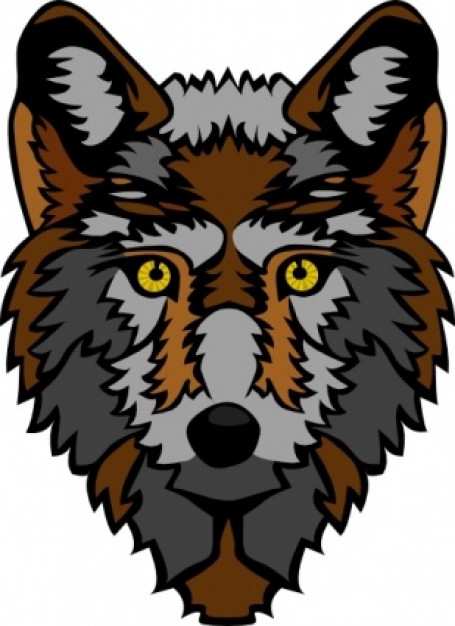 Stylized Wolf Head with clear level clip art