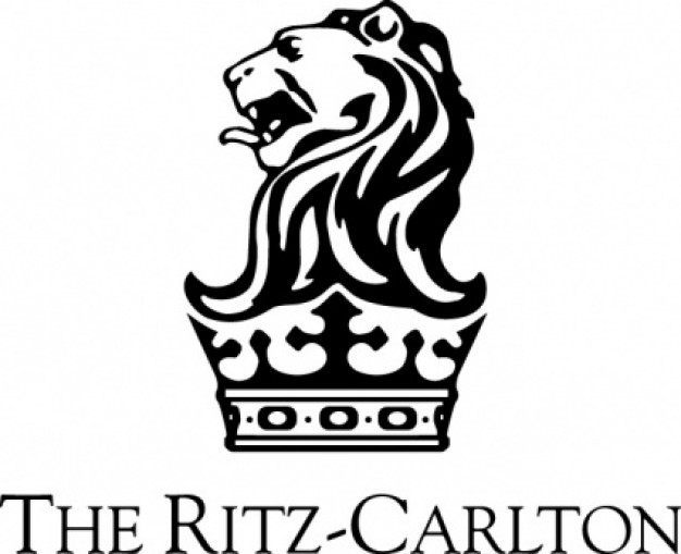 black and white Ritz Carlton Hotels logo with lion head
