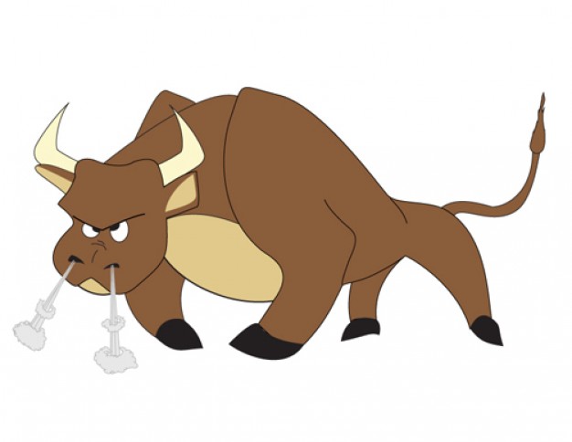 Angry brown bull cartoon