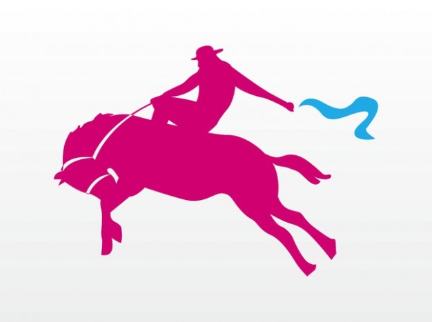 cowboy riding Horse with flag logo