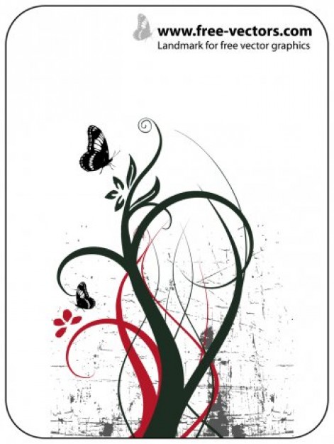 Nature Ornaments Vector Design with swirls butterfly and white background