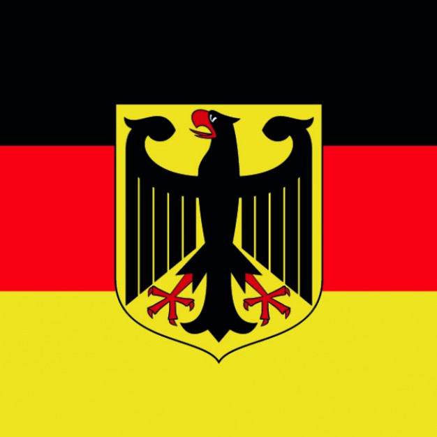 black eagle shield on German flag background