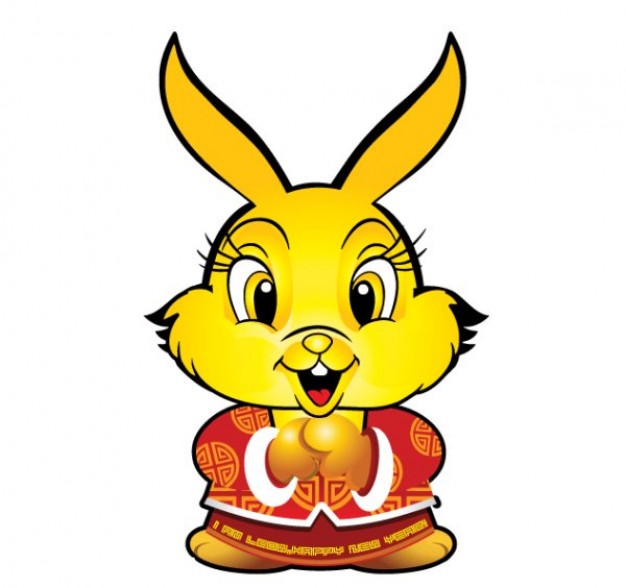 New Year's Vector rabbit greeting to you in side view