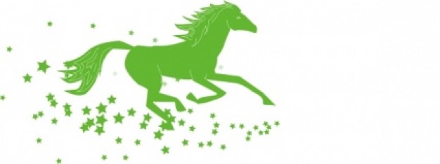Abstract green running Horse clip art