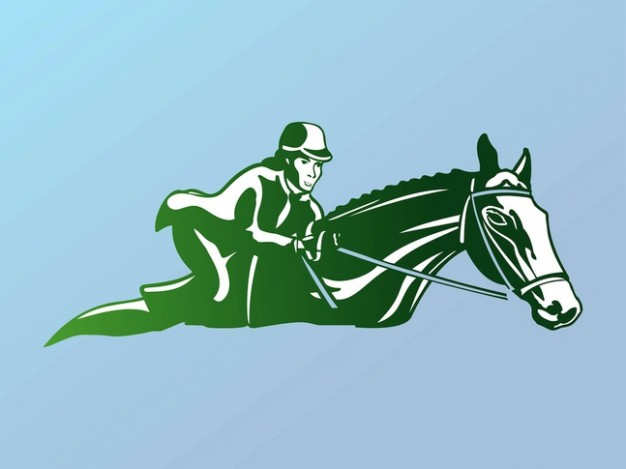 woman riding Horse logo with light blue background
