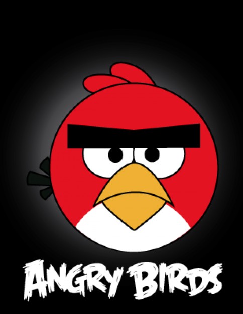 red head Angry bird video game character with black background