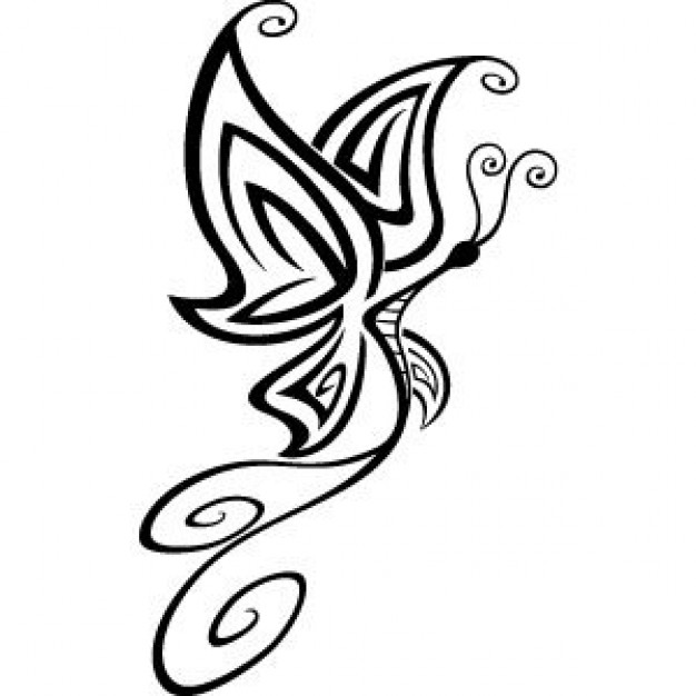 Abstract Butterfly Tattoo line art