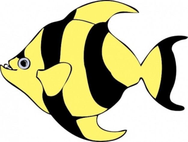 Striped Tropical Fish clip art in side view