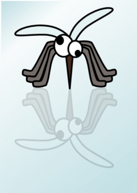 Funny mosquito looking at its shadow clip art